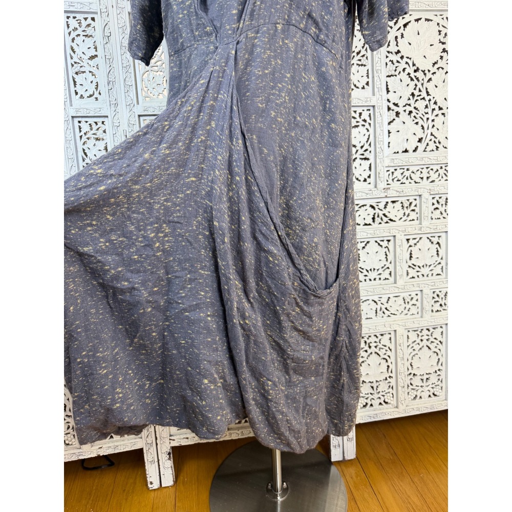 Cynthia Ashby Gray Linen Blend Dress Sz Medium Lagenlook Oversized Slouchy Boho - Picture 4 of 8